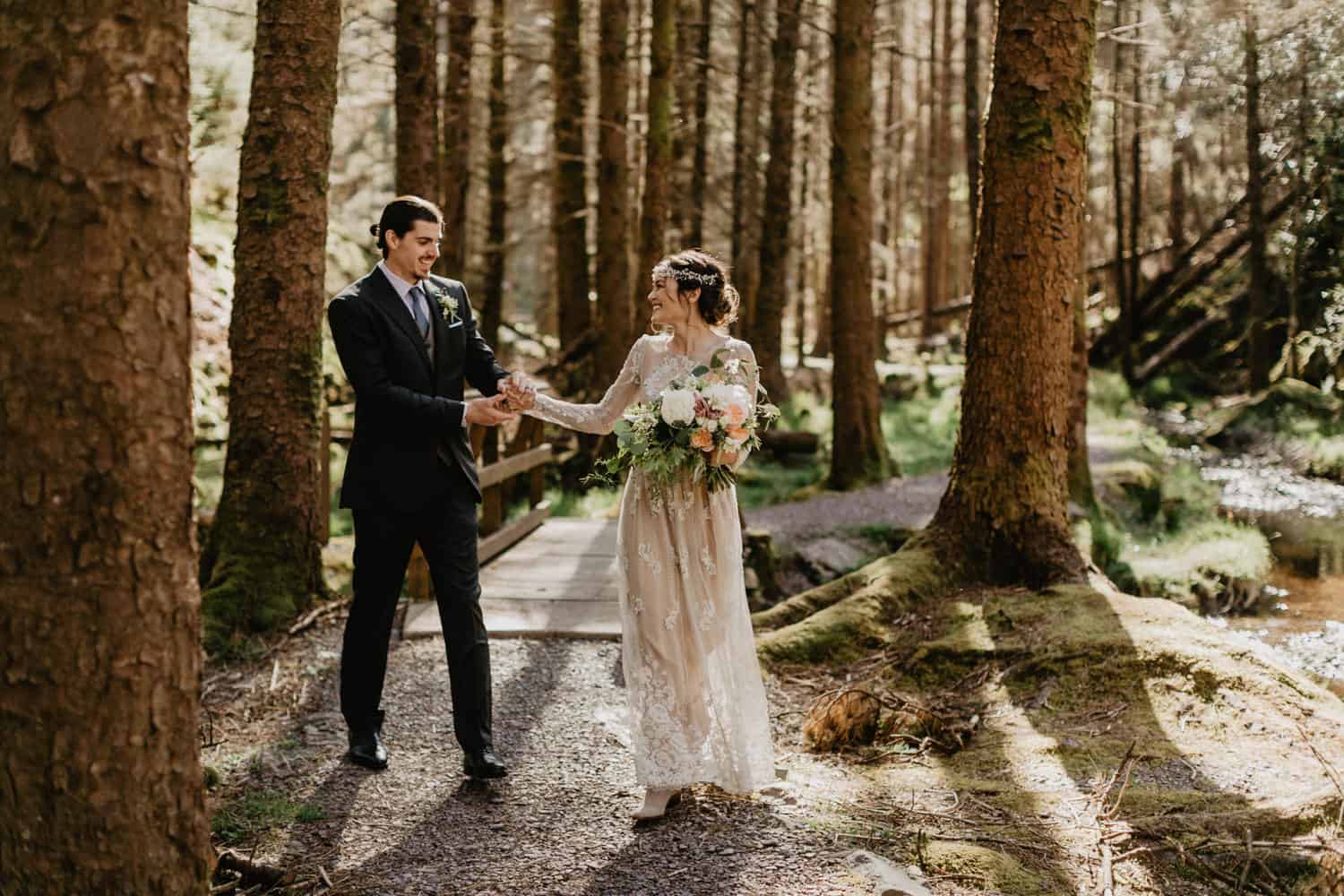 A couple eloping in forest